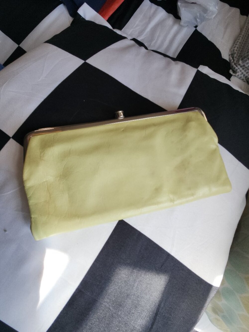 HOBO International Lauren Leather Frame Clutch Wallet | Lime Mint Green